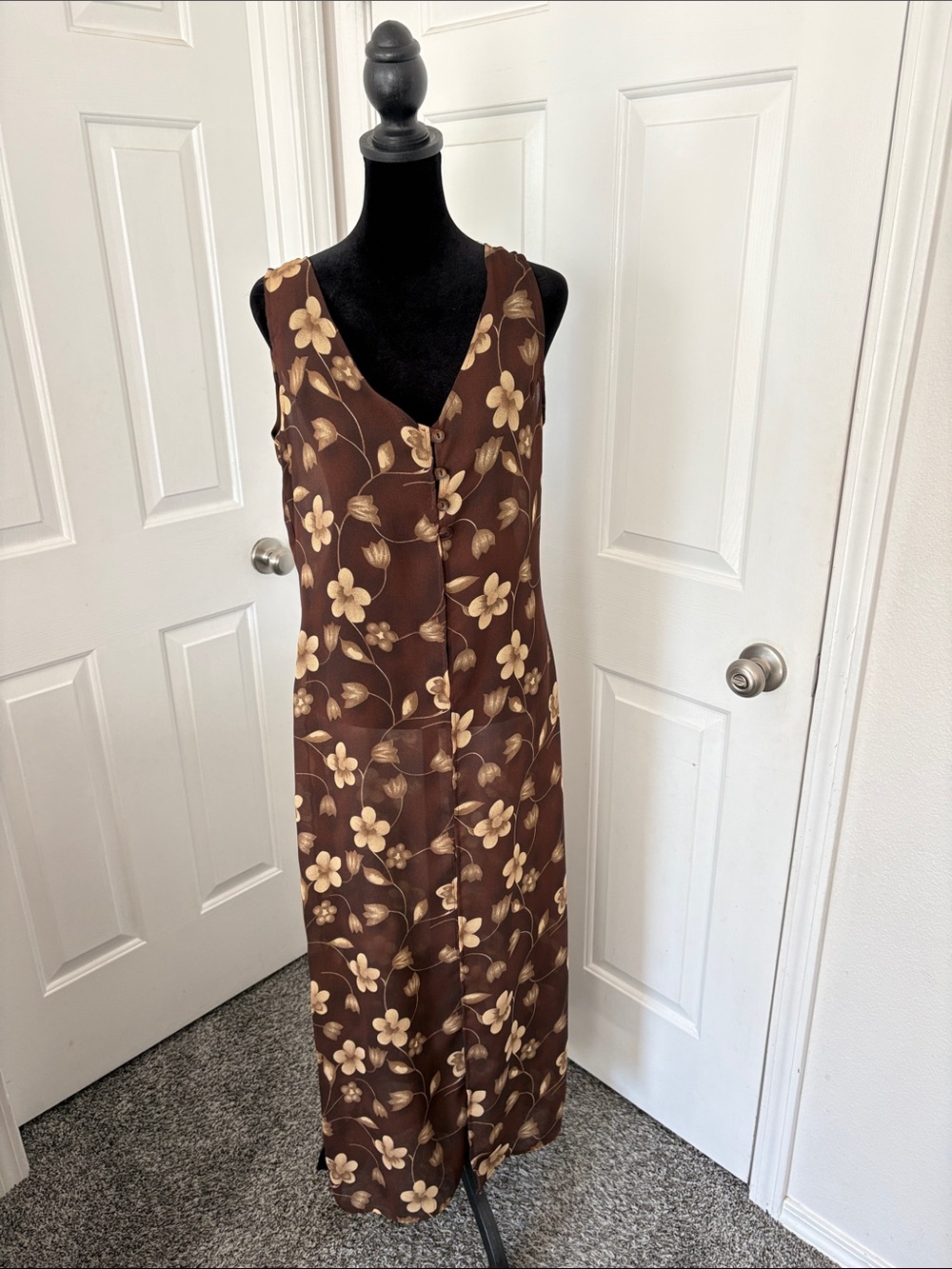 Vintage Brown Bohemian Floral Sleeveless Shrug